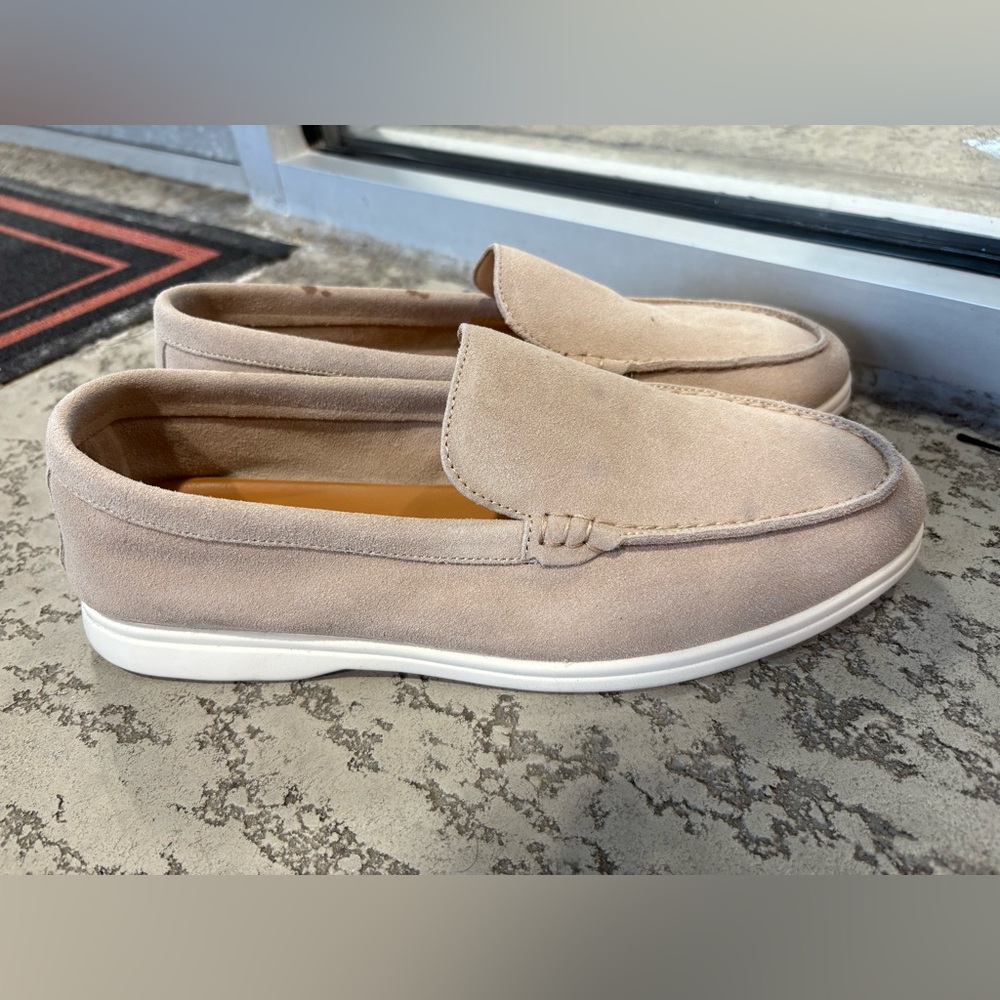 Loro Piana Beige Suede Slip-On Loafers